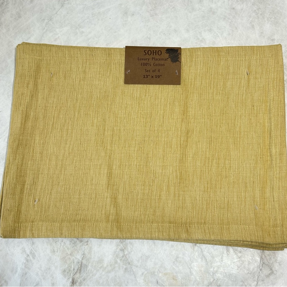 Soho Yellow Ribbed Cotton Placemat Set of 4
